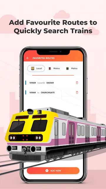Yatri app - save your favourite Mumbai local train routes for quick search