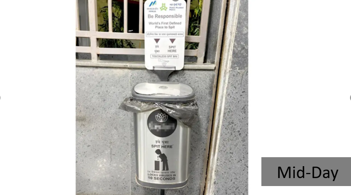Spittoon at Mumbai Metro station sparks debate over paan use and cleanliness