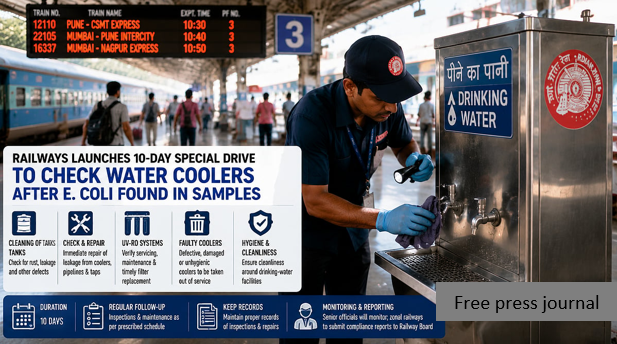 Railways Launch 10-Day Water Cooler Inspection Drive After CAG Flags E. Coli In Drinking Water Samples